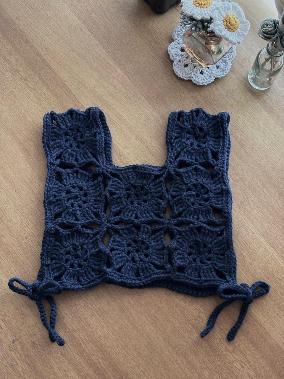 Blue crocheted jacket