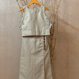 Linen Co-ord Set for Girls – Sleeveless Top & Buttoned Wrap Skirt