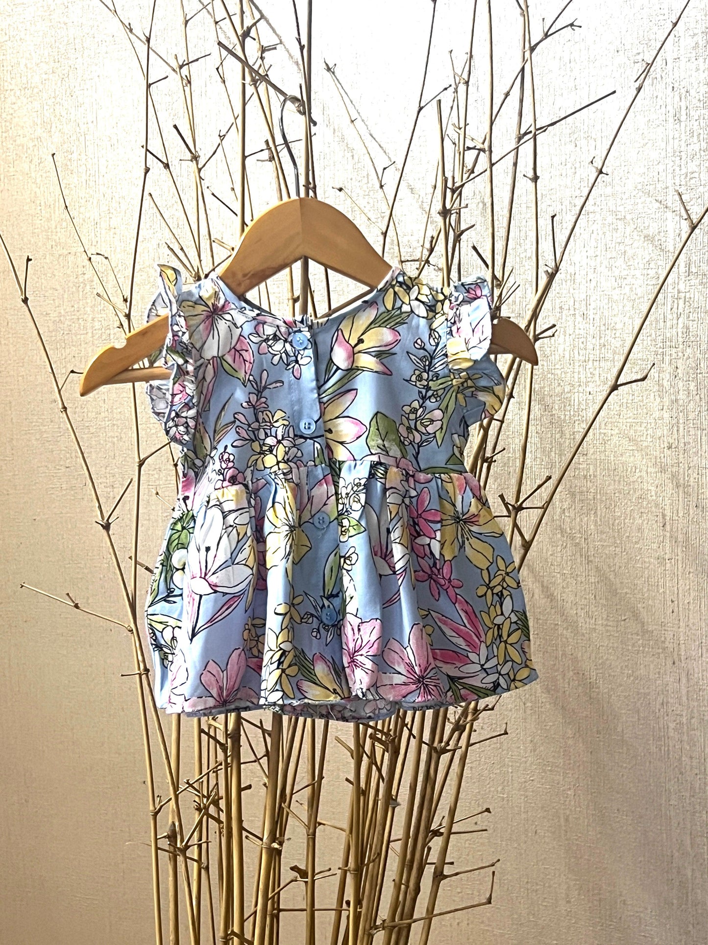 Floral Peplum Top & Bloomer Set for Girls