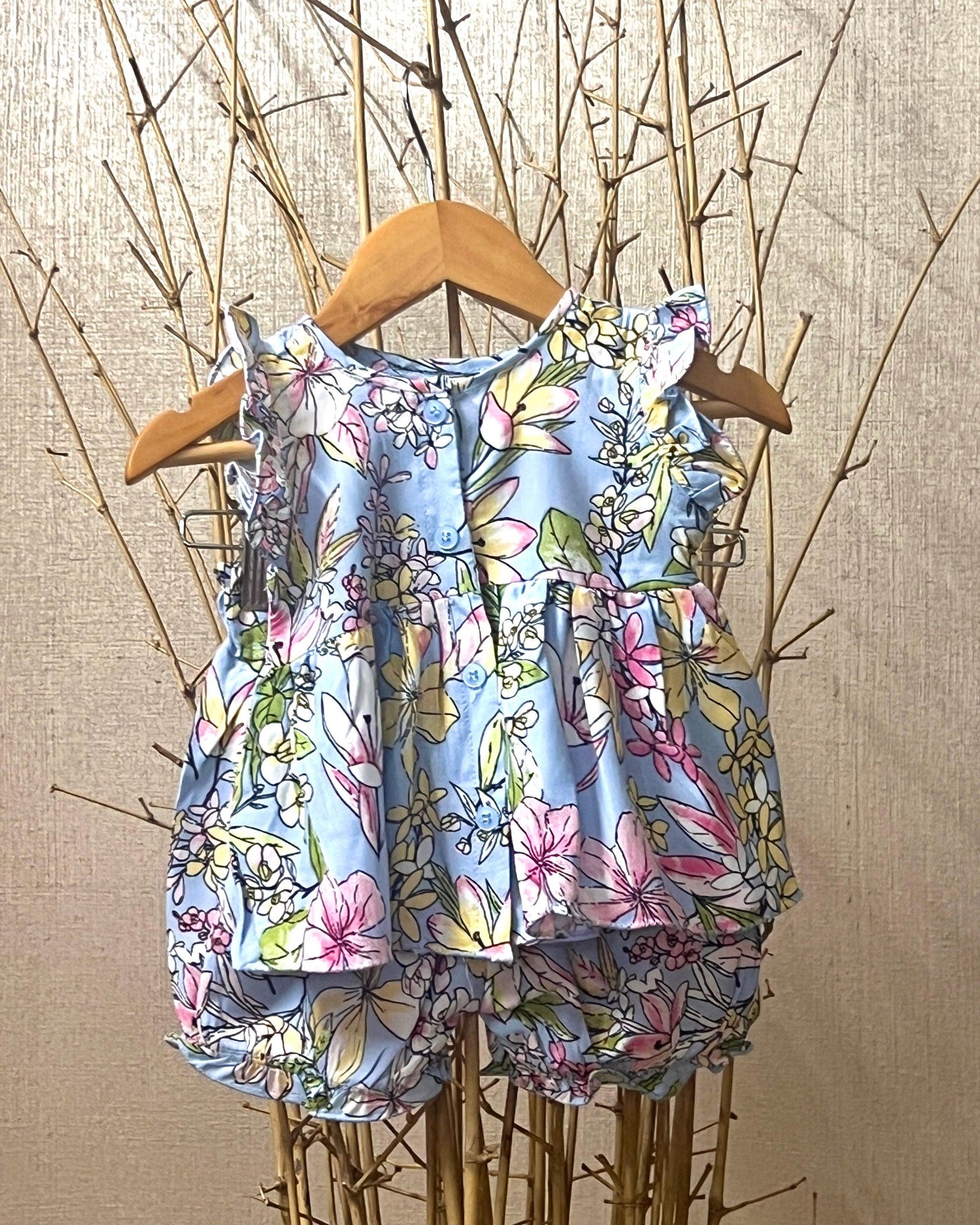 Floral Peplum Top & Bloomer Set for Girls
