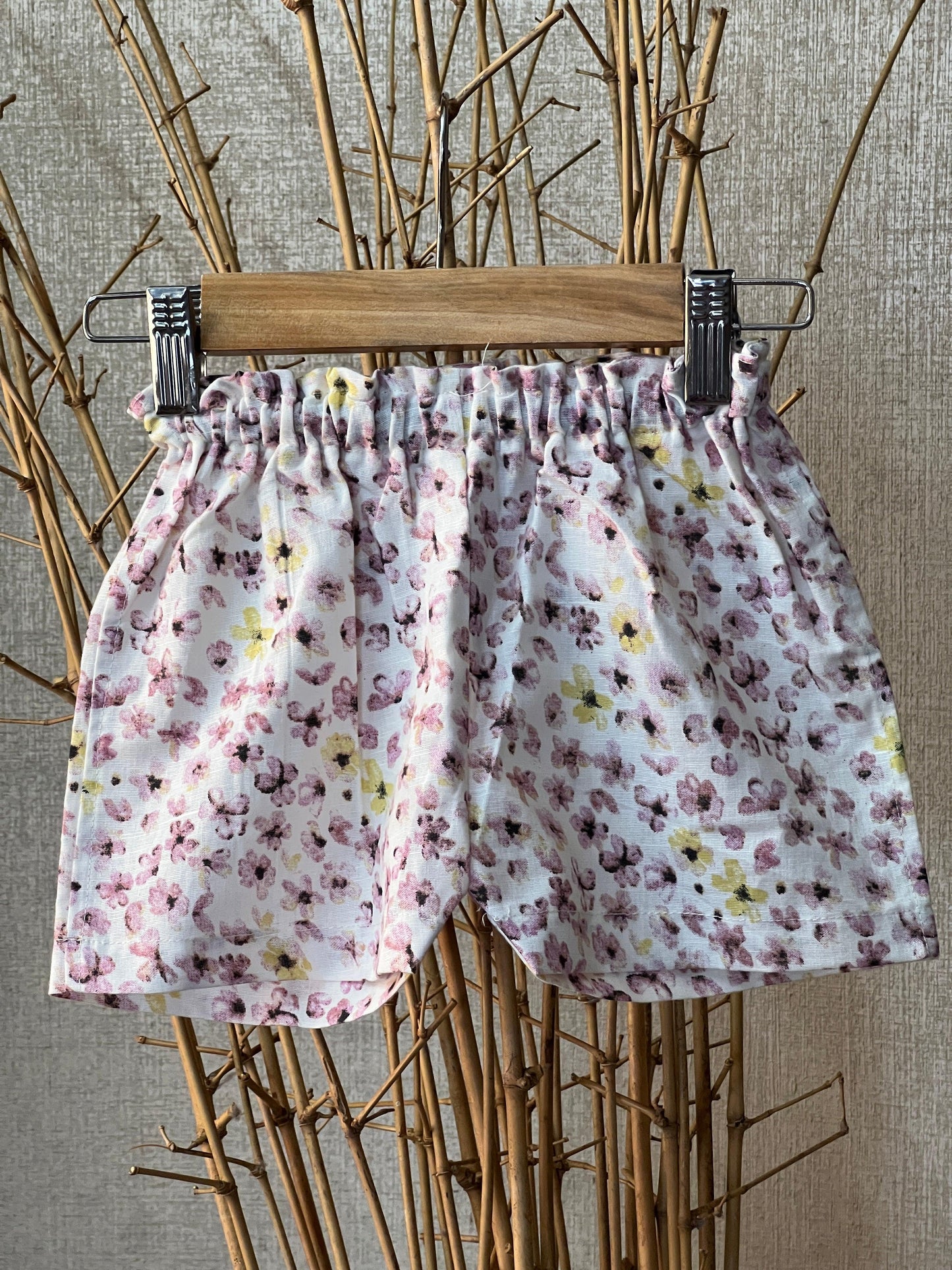 Hand-Smocked Linen Top & Floral Cotton Shorts Set for Girls