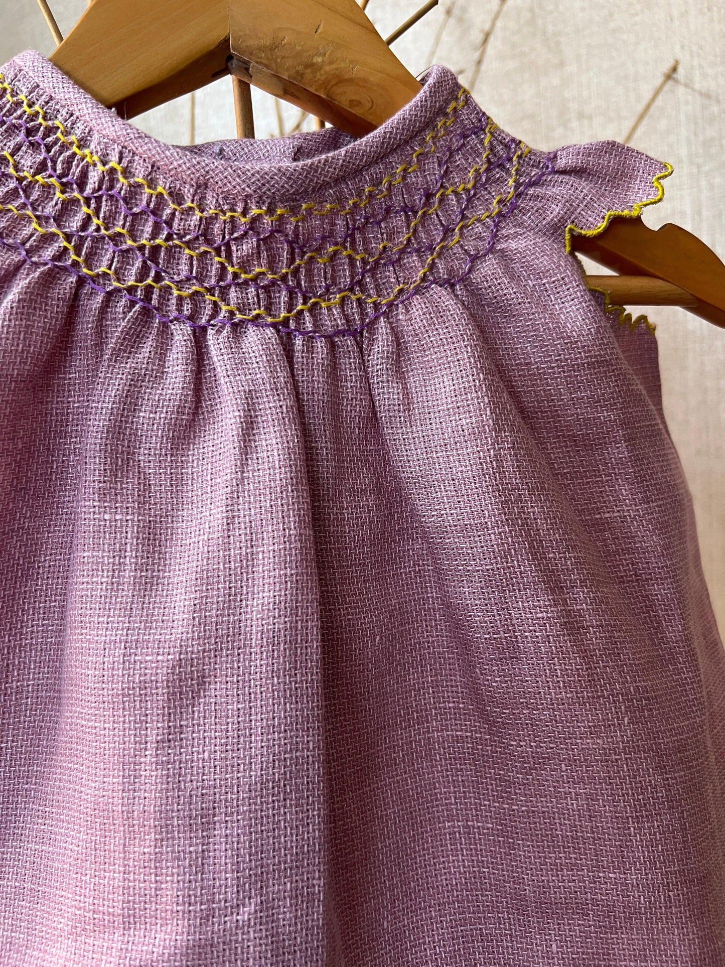 Hand-Smocked Linen Top & Floral Cotton Shorts Set for Girls