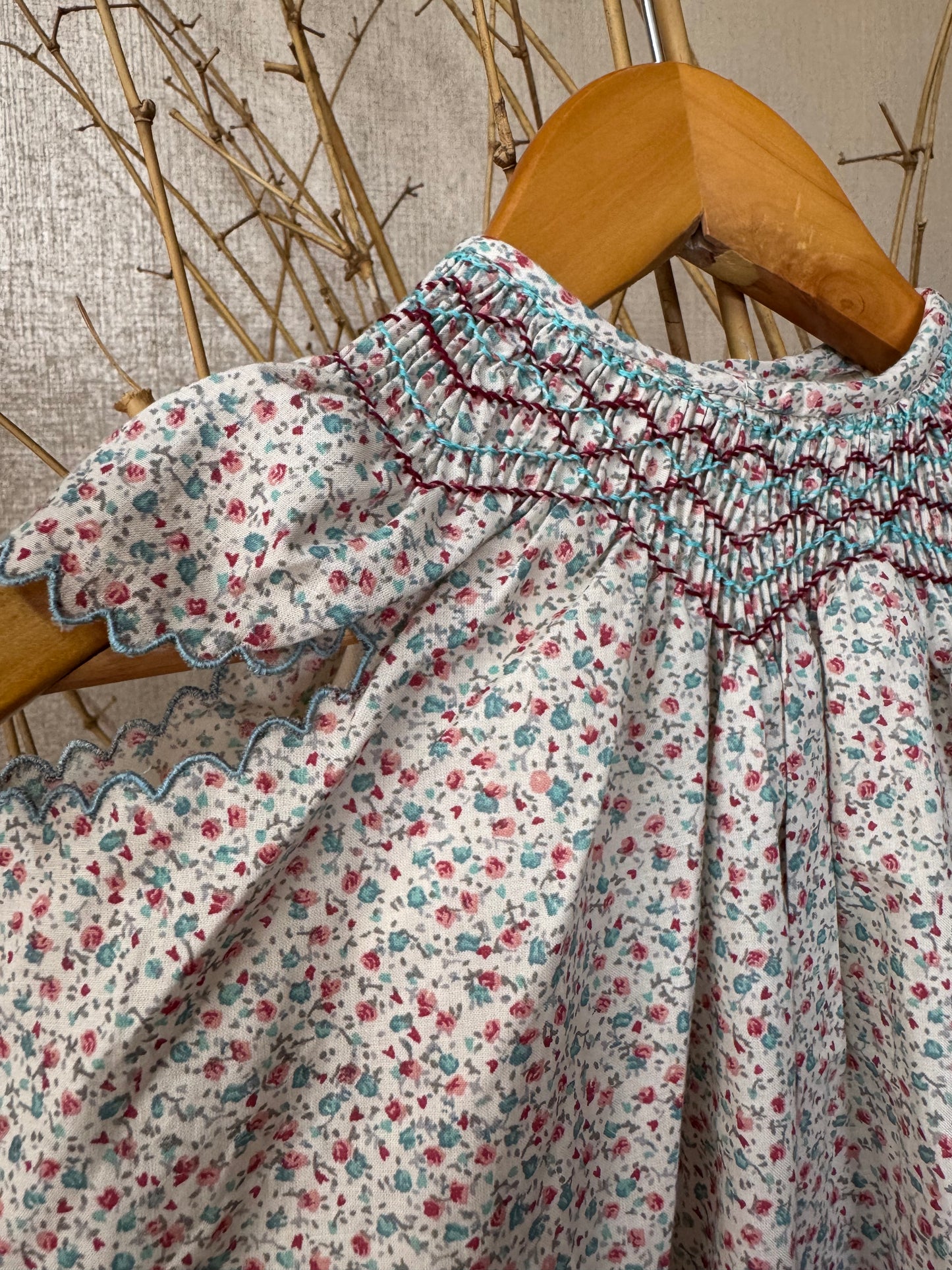 Hand-Smocked Floral Cotton Dress for Girls