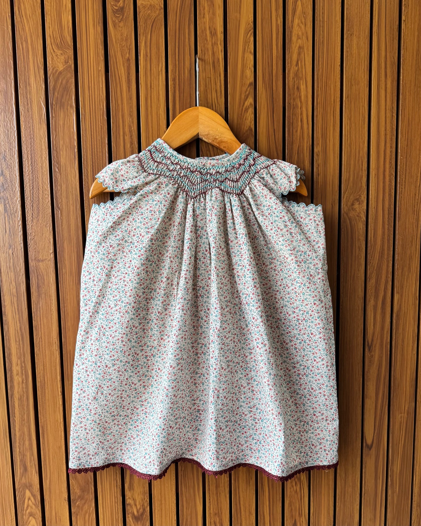 Hand-Smocked Floral Cotton Dress for Girls