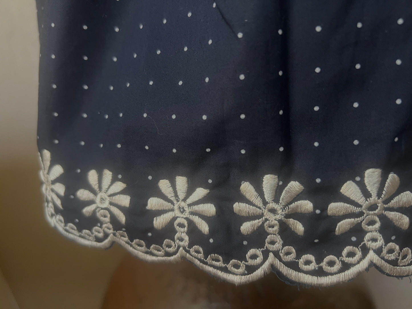 Charming Navy Blue Polka Dot Dress for Girls