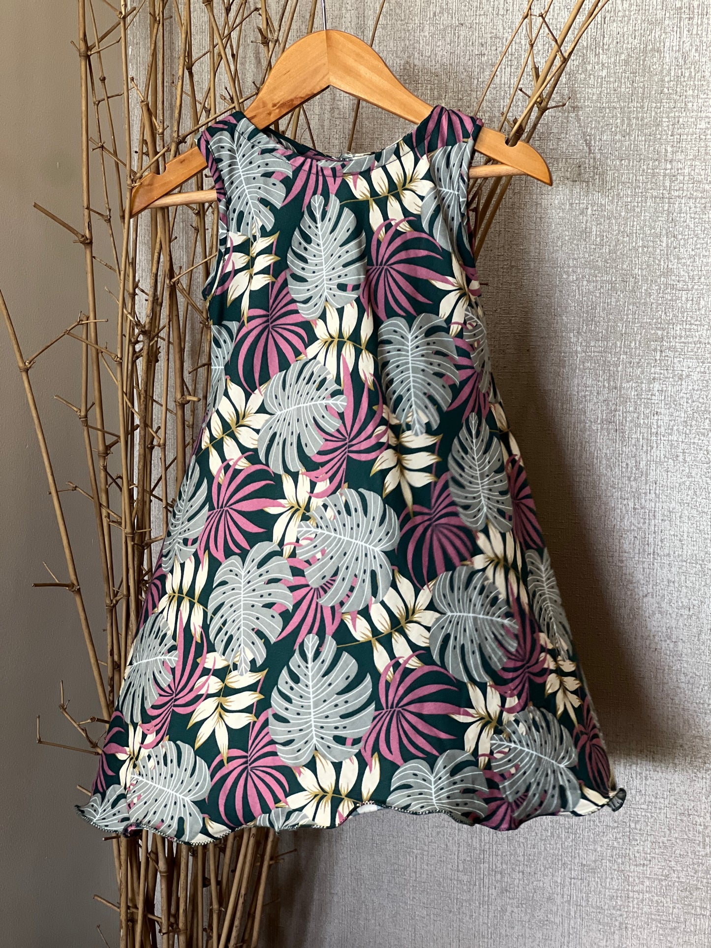 Girls’ Tropical Print Rayon Dress – Lightweight & Breezy Summer Wear