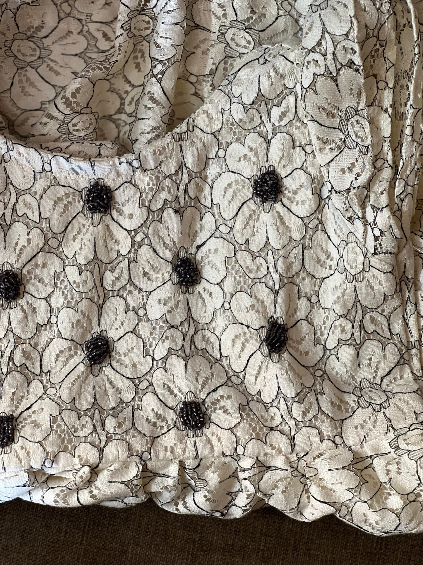 Girls’ Lace Floral Dress with Hand-Beaded Detail