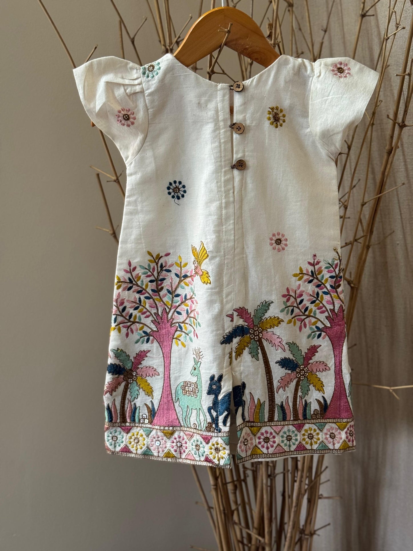 Jungle Whimsy Embroidered Cotton Dress