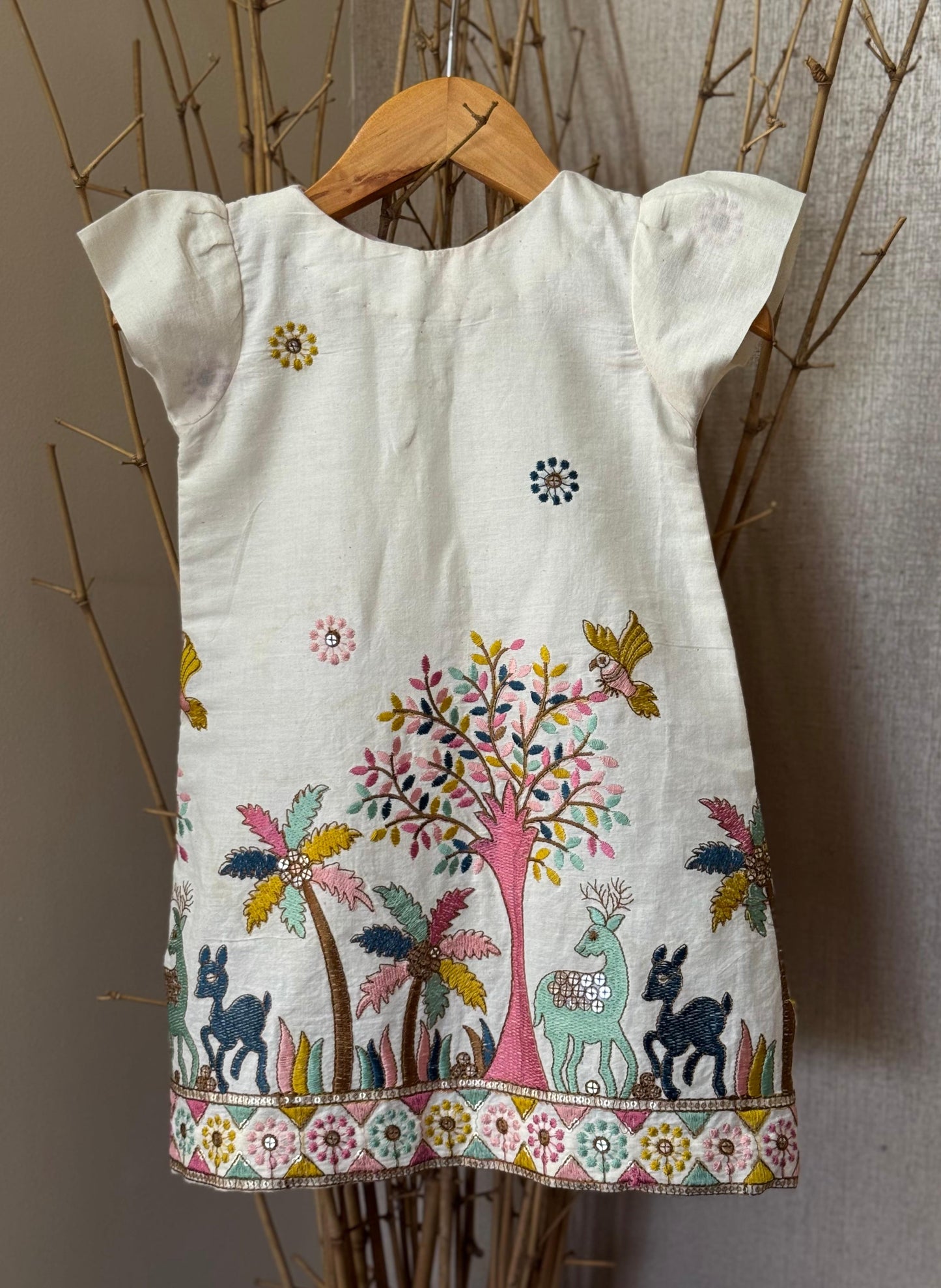Jungle Whimsy Embroidered Cotton Dress