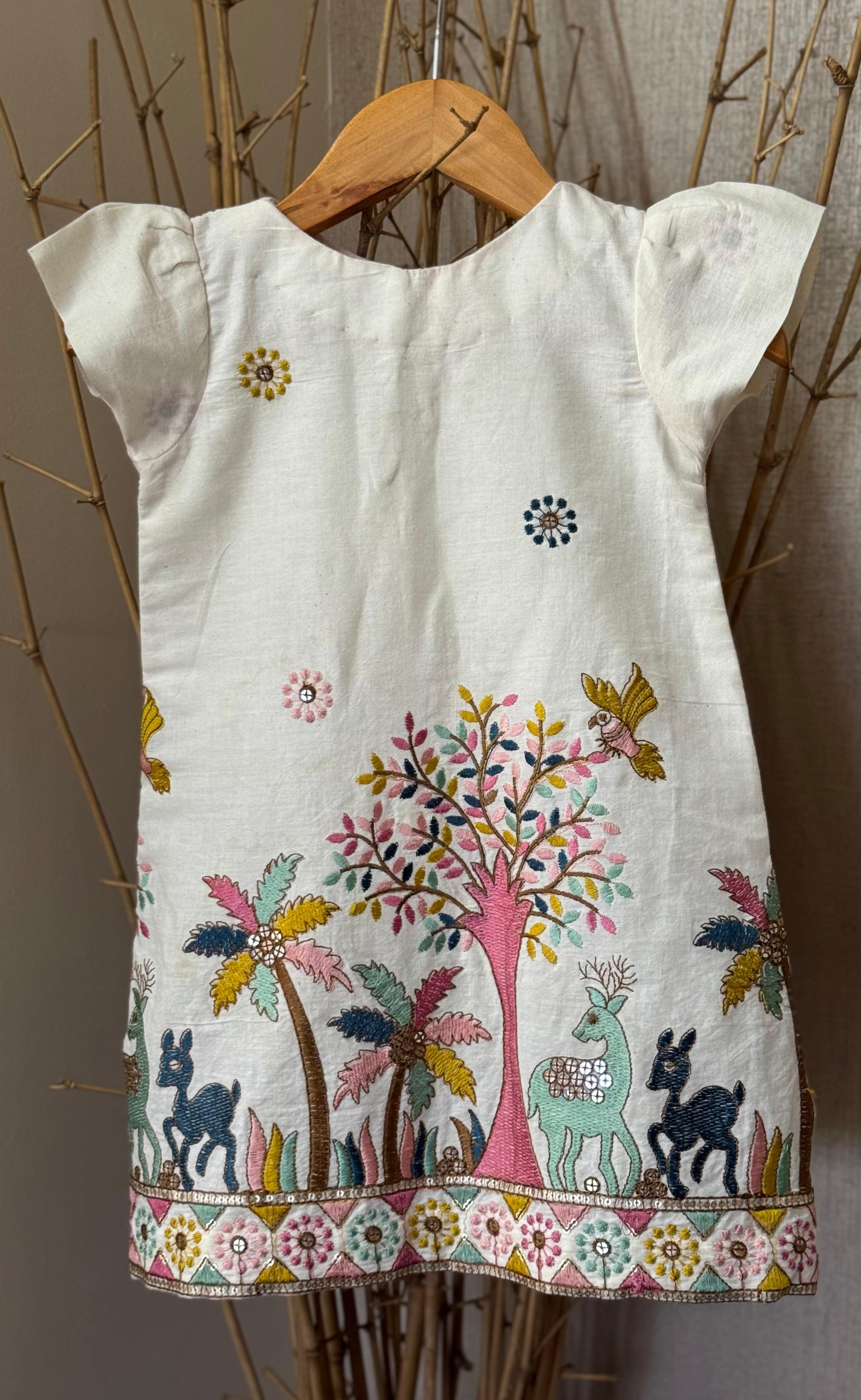 Forest Embroidered Cotton Dress For Girls TMI Juniors Forest Embroidered Cotton Dress For Girls TMI Juniors