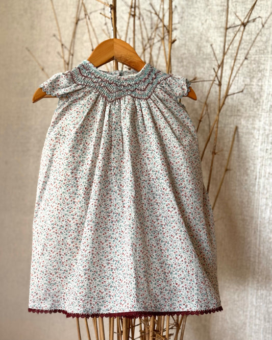 Hand-smocked floral cotton dress for girls