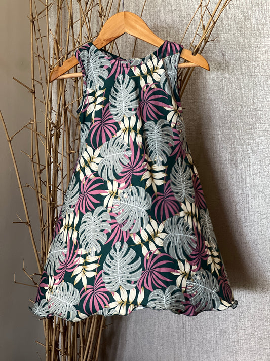 Girls’ Tropical Print Rayon Dress – Lightweight & Breezy Summer Wear
